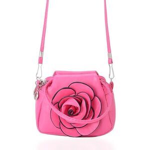 J Francis  Fuchsia Faux Leather Crossbody Bag